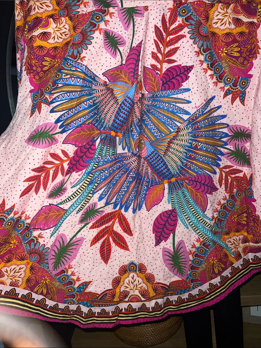 Farm Rio Anthropologie Colorful Tropical Bird Print Button-Up Blouse - NWOT - XL - Picture 12 of 17